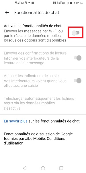 Activer les fonctionnalités chats