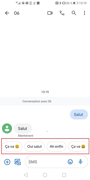 Utilisation d’android message.