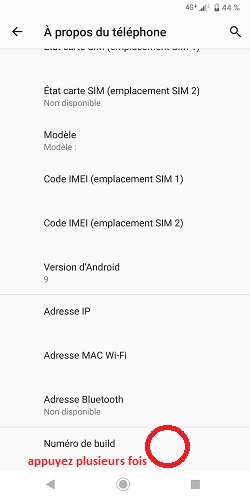 Activer le mode développeur sur Android