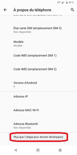 Activer le mode développeur sur Android