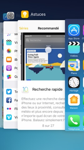 Applications récentes sur iPhone avec bouton Home