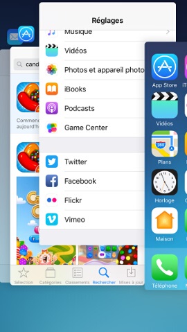 Applications récentes sur iPhone avec bouton Home