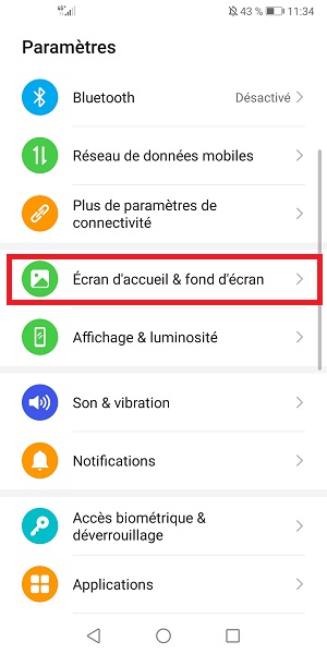 Activer le tiroir d'applications sur Huawei