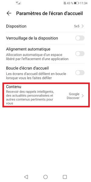 Désactiver Google Discover sur l’écran d’accueil