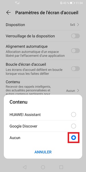 Désactiver Google Discover sur l’écran d’accueil