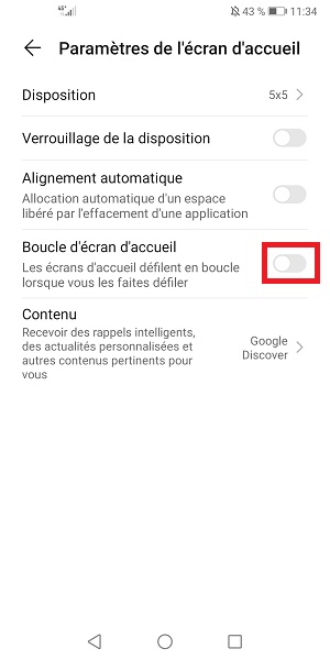 Faire boucler l’écran d’accueil