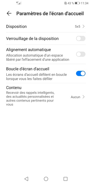 Faire boucler l’écran d’accueil