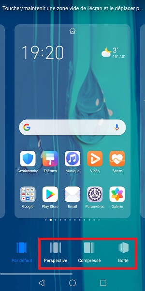 Accéder au menu des transitions Huawei
