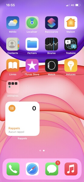 Installation des widgets sur l’écran d’accueil.
