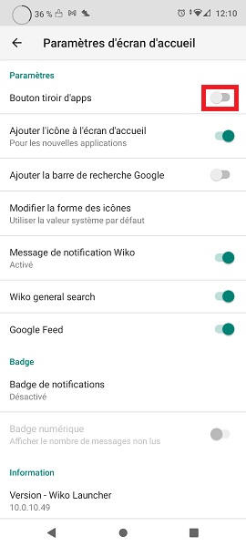 Ajouter le tiroir d’applications