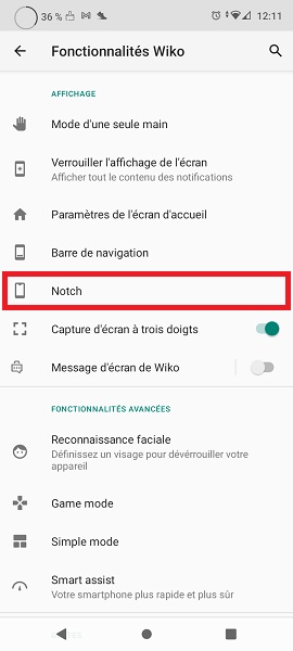 Afficher une barre d’état noire (cache encoche)