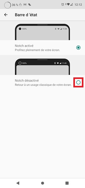 Afficher une barre d’état noire (cache encoche)