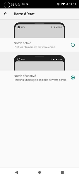 Afficher une barre d’état noire (cache encoche)