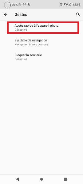 Activer un accès rapide à l’appareil photo