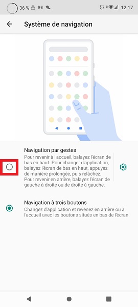 Choisir entre 3 boutons et navigation gestuelle