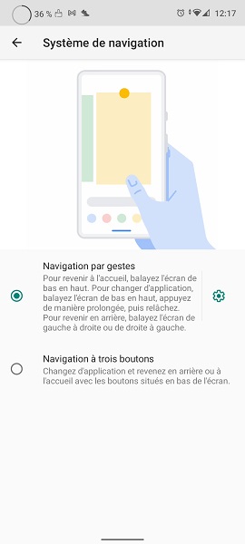 Choisir entre 3 boutons et navigation gestuelle