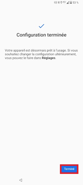 Terminer l’assistant de démarrage :