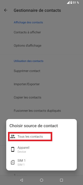 Exporter contacts au format fichier.vcf.