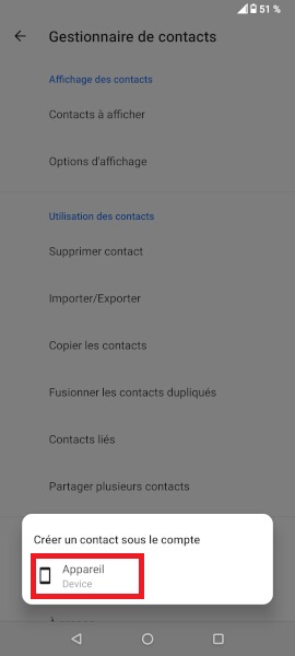 Importer contacts au format fichier.vcf.