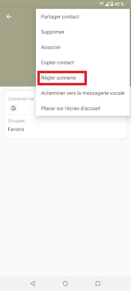Mettre une sonnerie pour un contacts