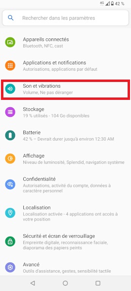 Personnalisation de la sonnerie