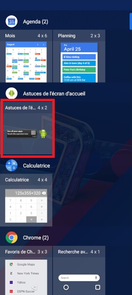 Ajouter des widgets à l’écran d’accueil 