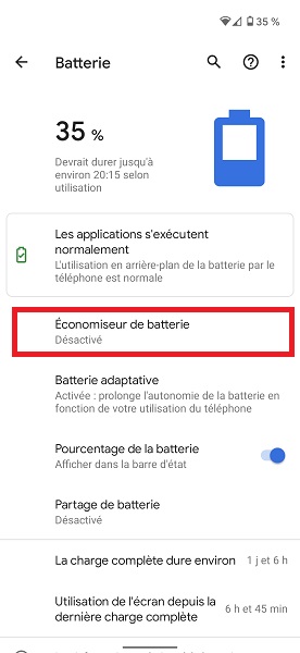 Activer le mode économie d’énergie