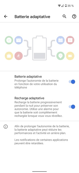 Activer la batterie adaptative