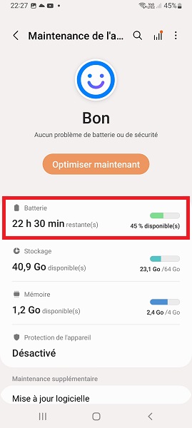 Afficher le pourcentage de batterie