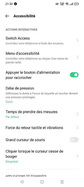 Activer le raccrochage par bouton alimentation sur Oppo