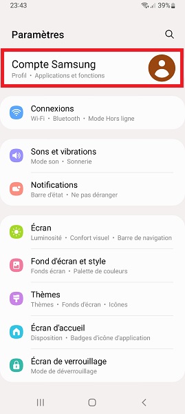 Créer un compte Samsung depuis le téléphone