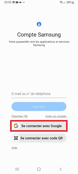 Créer un compte Samsung depuis le téléphone