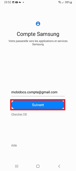 Créer un compte Samsung depuis le téléphone