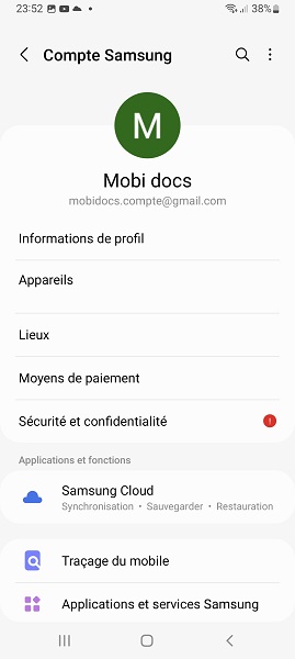 Créer un compte Samsung depuis le téléphone