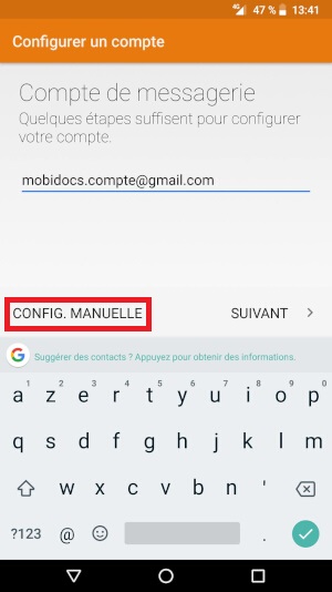 Configuration d’un compte e-mail manuellement