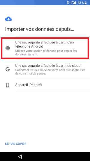 Transférer ses données depuis un android