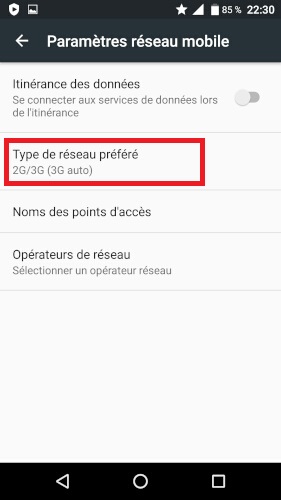 Activez la 3G et/ou la 4G