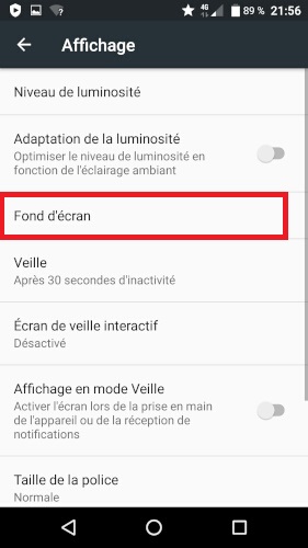 Personnalisation du fond d’écran