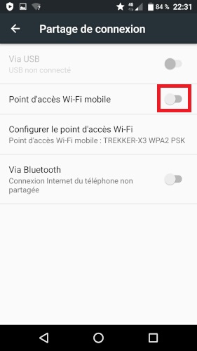 Partage de la connexion internet