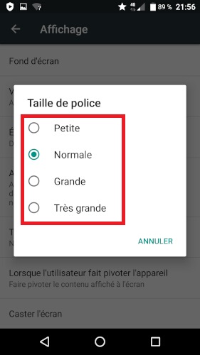 Modifier la police d’écriture et d’affichage