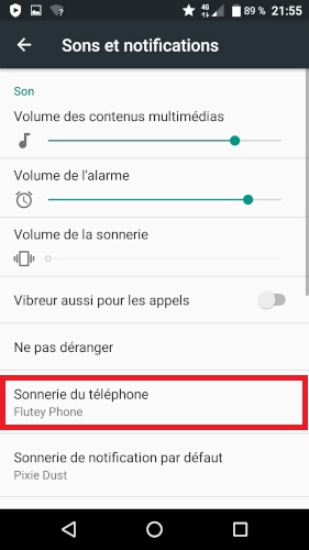 Personnalisation de la sonnerie
