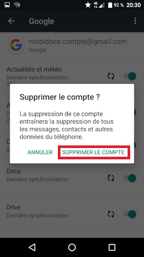 Supprimer un compte Google sur votre Crosscall Trekker X3.