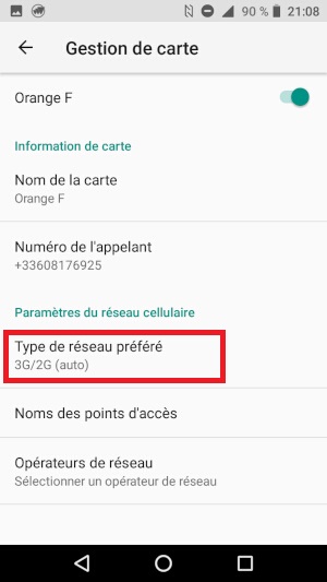 Activez la 3G et/ou la 4G