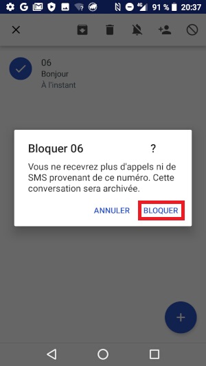 Bloquer les messages d’un correspondant