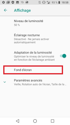 Personnalisation du fond d’écran