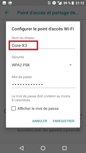 Partage de la connexion internet