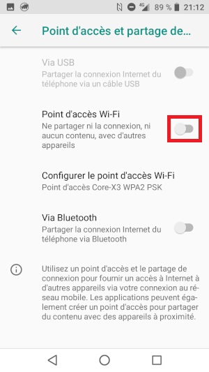 Partage de la connexion internet