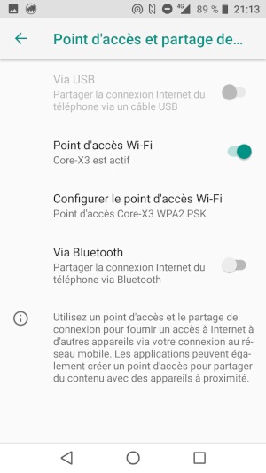 Partage de la connexion internet