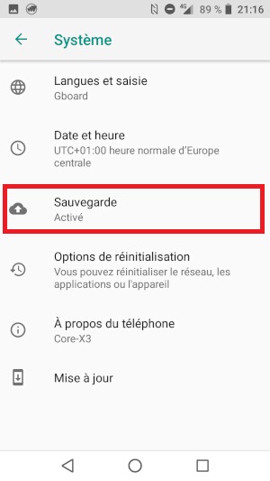 Comment effectuer une sauvegarde du contenu du Crosscall ?