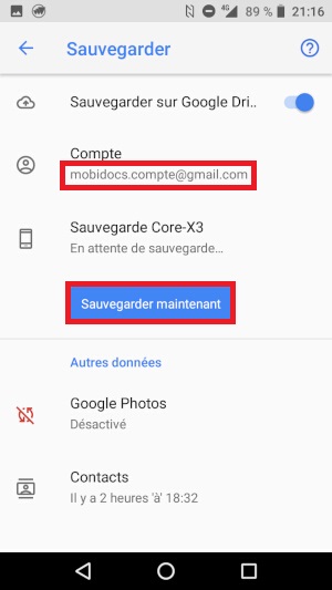 Comment effectuer une sauvegarde du contenu du Crosscall ?